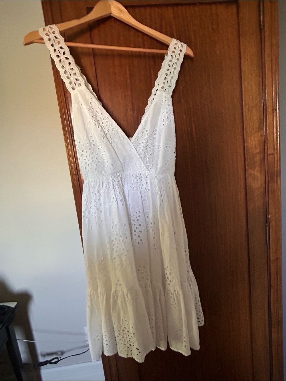 Eyelet V-Neck White Mini Dress